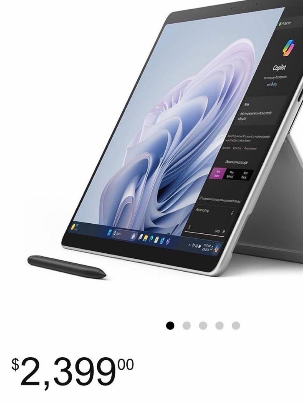 Microsoft Surface Tablet in Silver with Black Pen